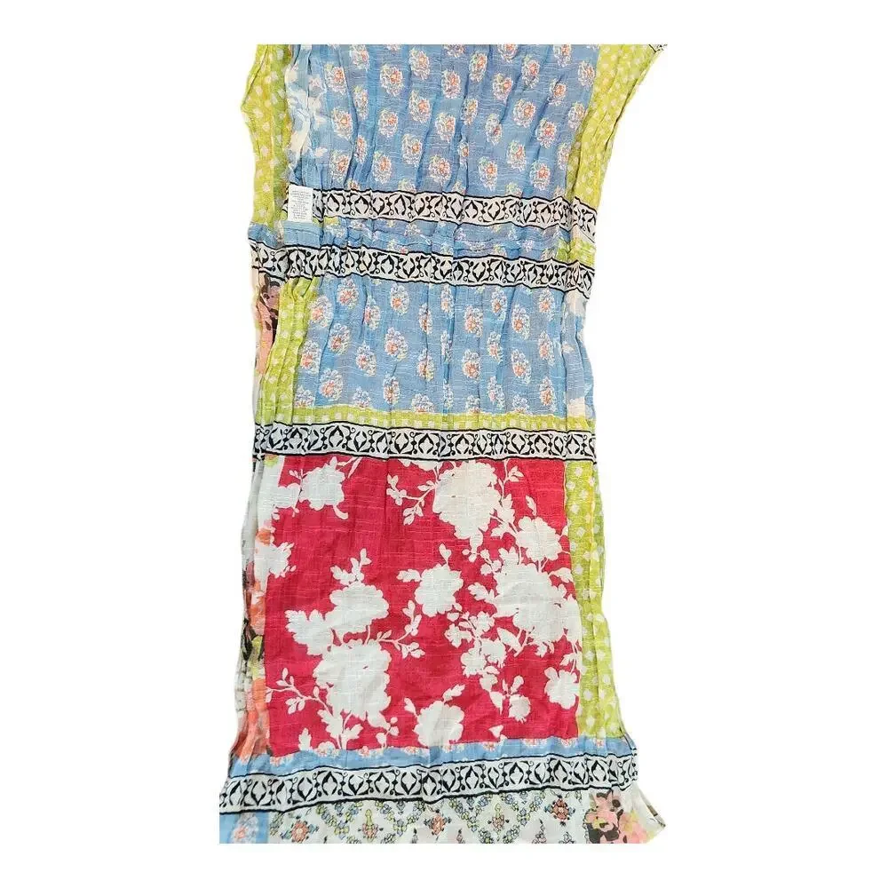J. Jill 100% cotton scarf infinity patchwork print lightweight color block